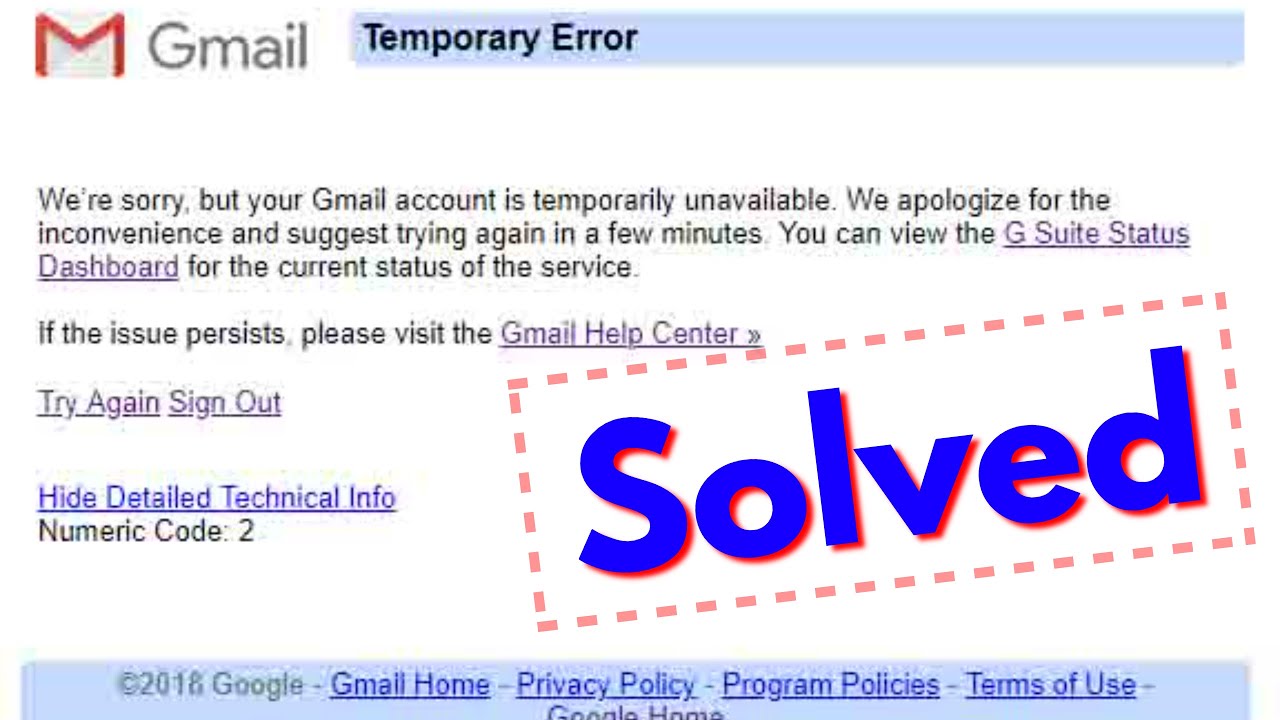 Fix Gmail Error 500
